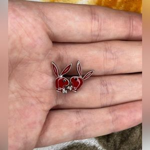 Red and black playboy earrings